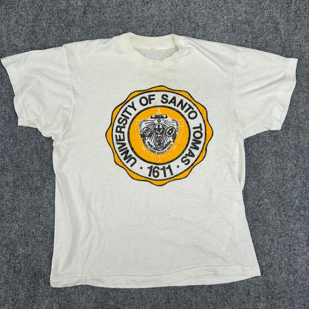 Vintage University of‎ Santo Tomas 1611 T-Shirt White Single Stitch UST Manila L